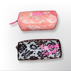 2 VICTORIA’S SECRET COSMETICS BAG VINYL LACE PATERN